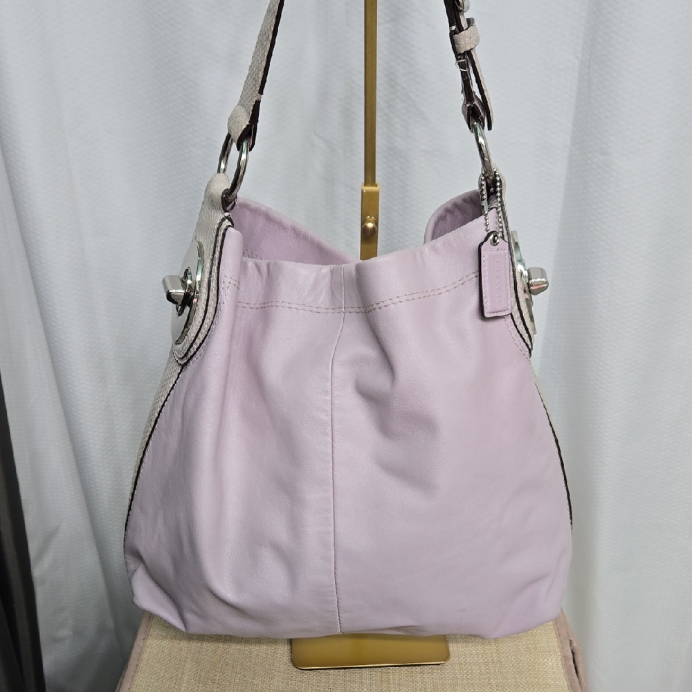 Coach Lavender Leather Hobo with Silver Hardware
